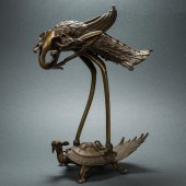 JAPANESE BRONZE CRANE ON A TUR