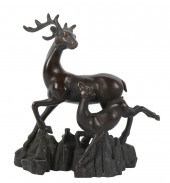 JAPANESE BRONZE DEER AND FAWN