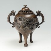 JAPANESE BRONZE DRAGON LIDDED