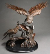 JAPANESE BRONZE FIGURAL GROUP
