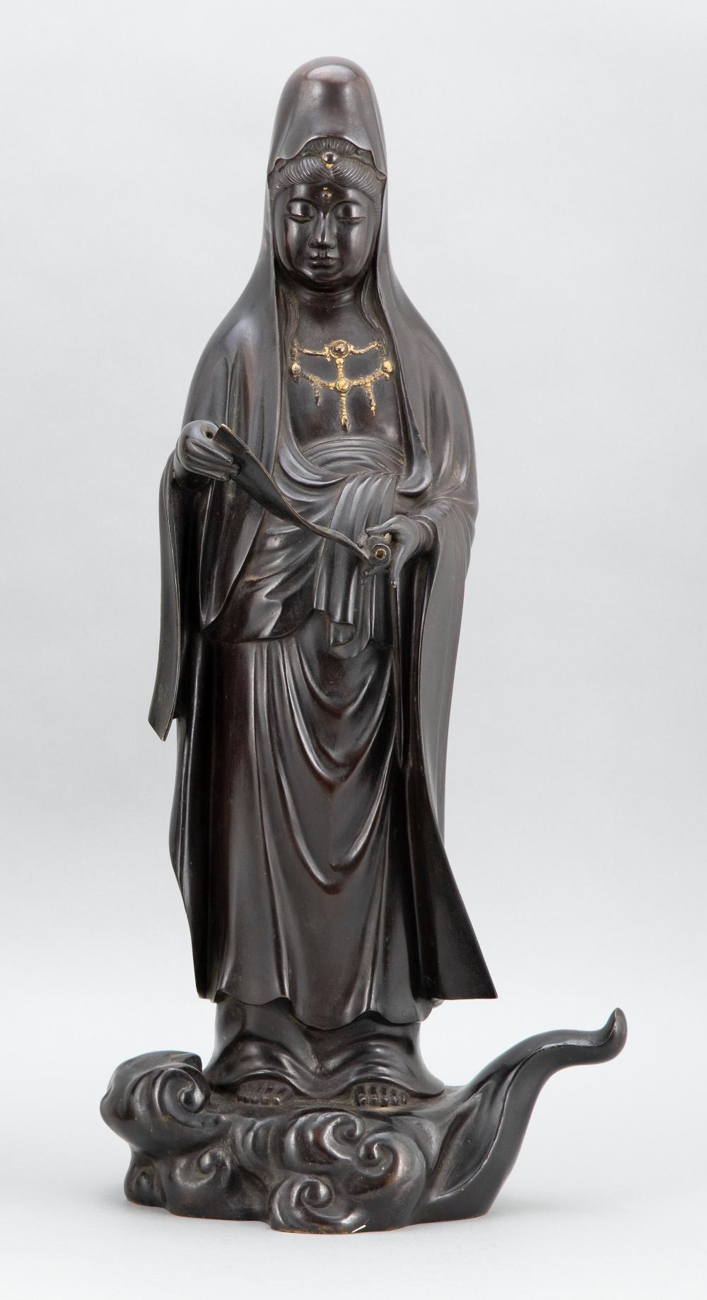 JAPANESE BRONZE FIGURE OF KANNON