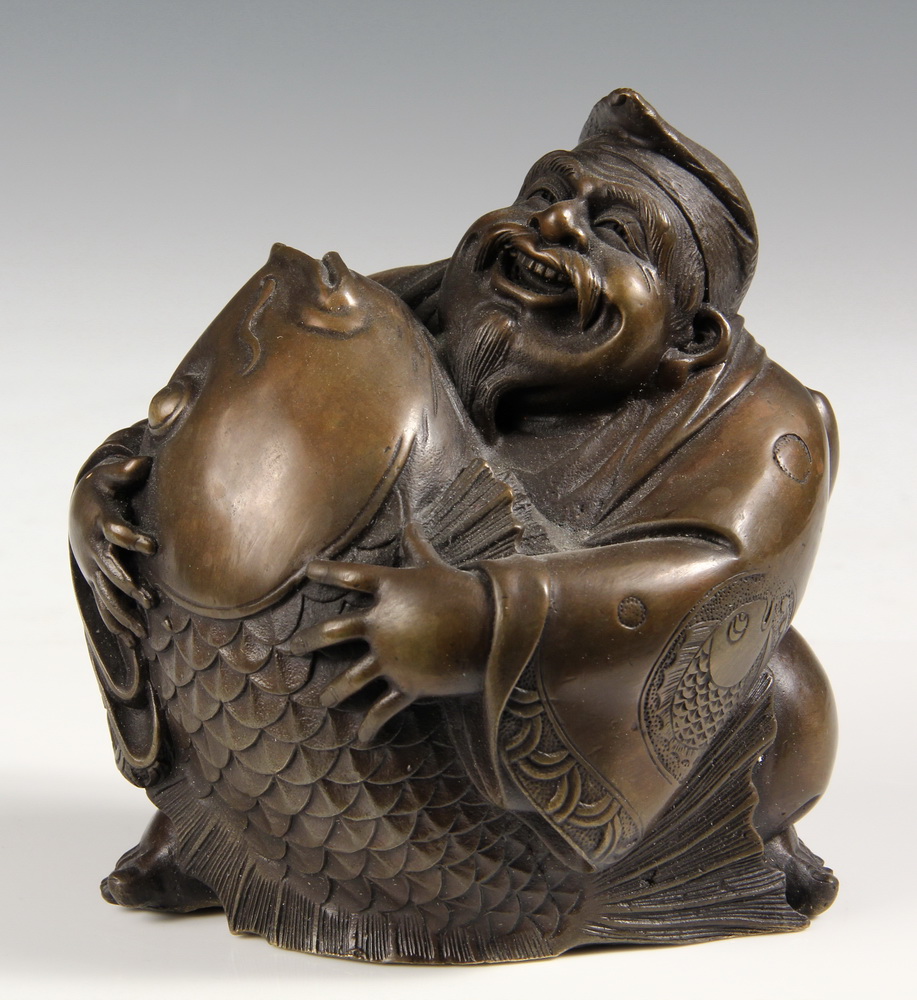JAPANESE BRONZE FIGURES - (2)