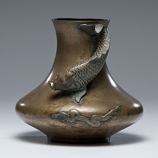Japanese Bronze Fish Vase