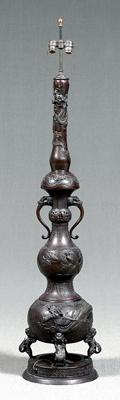 Japanese bronze floor lamp, three