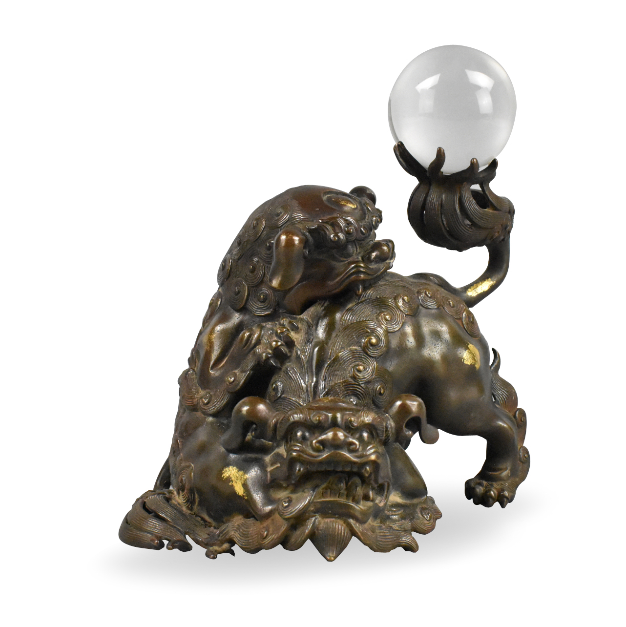 JAPANESE BRONZE FOO DOG CENSER W/