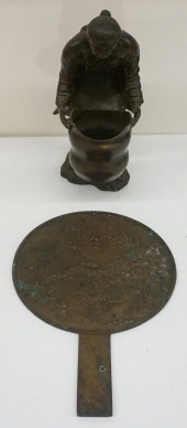 JAPANESE BRONZE HAND MIRROR AN