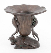 JAPANESE BRONZE IKEBANA VASE W