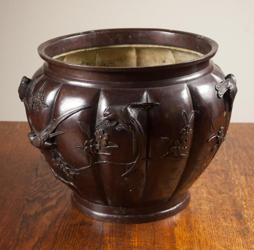 JAPANESE BRONZE JARDINIERE, LATE