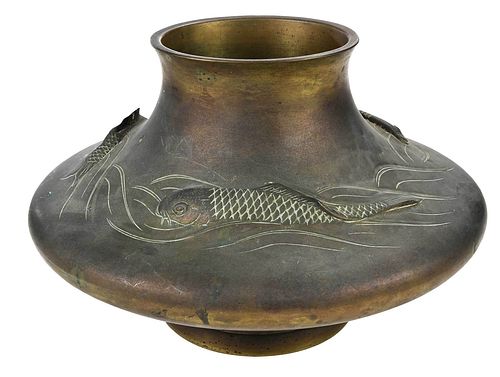 JAPANESE BRONZE KOI FISH SQUAT