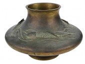 JAPANESE BRONZE KOI FISH SQUAT