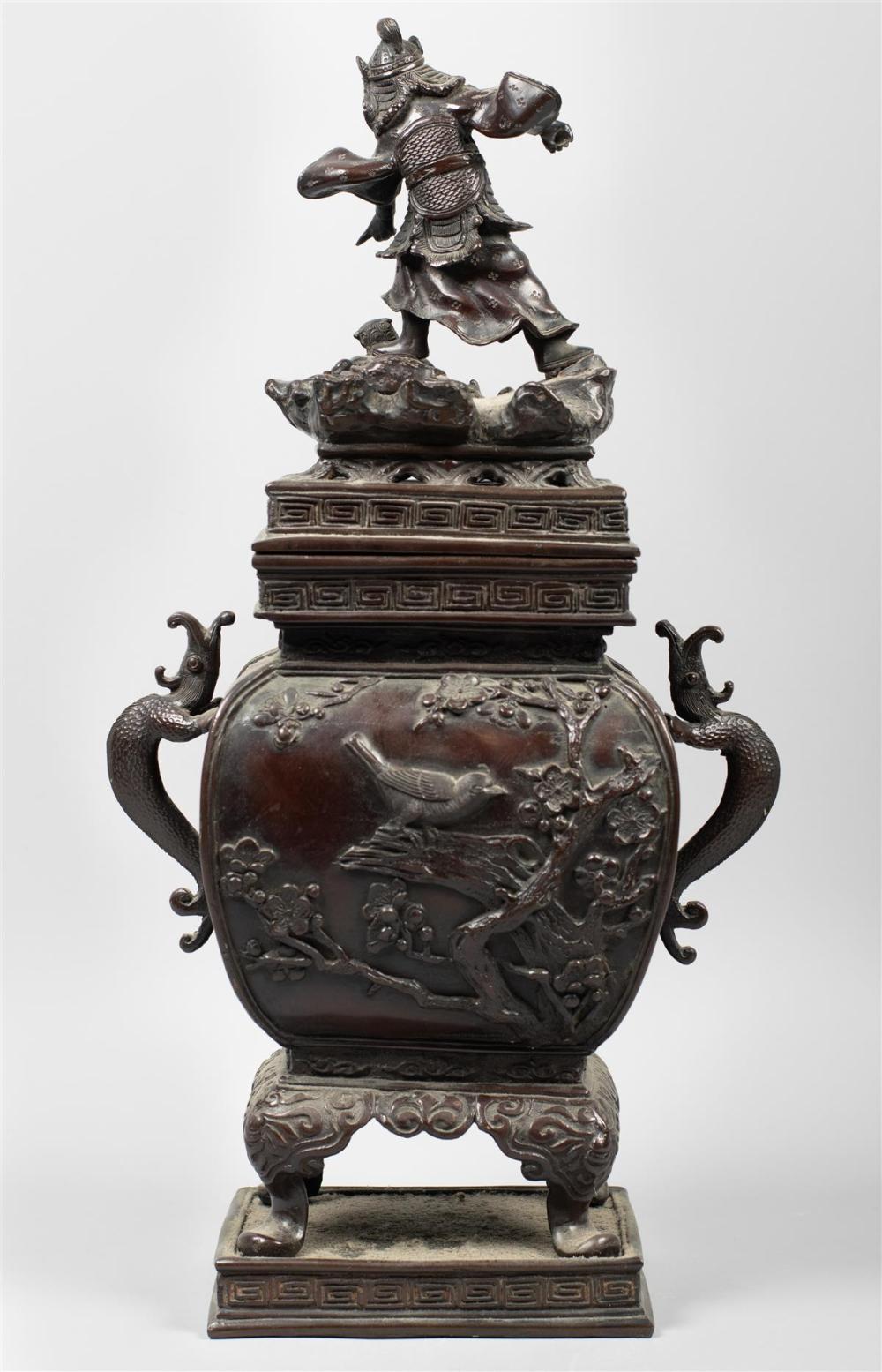 JAPANESE BRONZE KORO (CENSER) AND