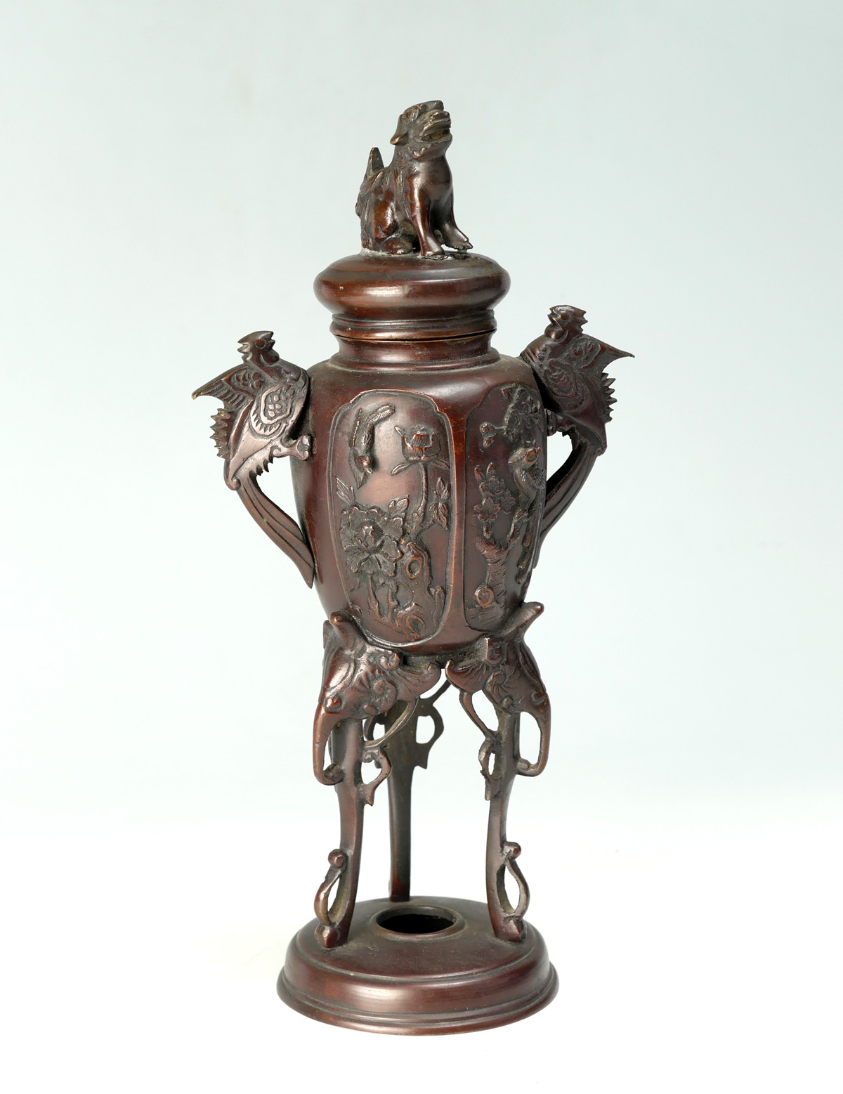 JAPANESE BRONZE LIDDED CENSOR: Tall