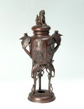 JAPANESE BRONZE LIDDED CENSOR:
