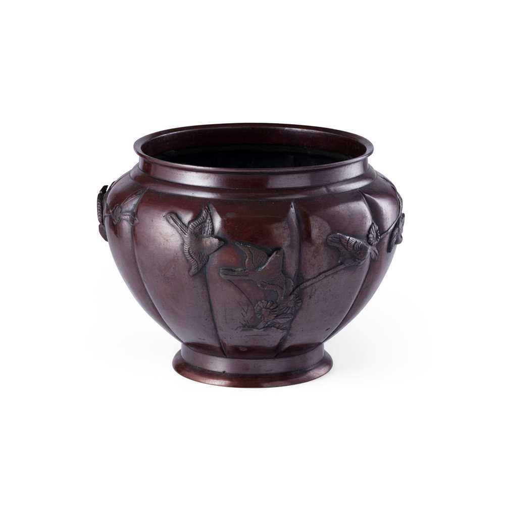 JAPANESE BRONZE LOBED JARDINIERE