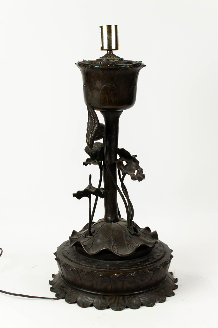 JAPANESE BRONZE LOTUS-FORM LANTERN,