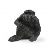 JAPANESE BRONZE MONKEY STATUE,