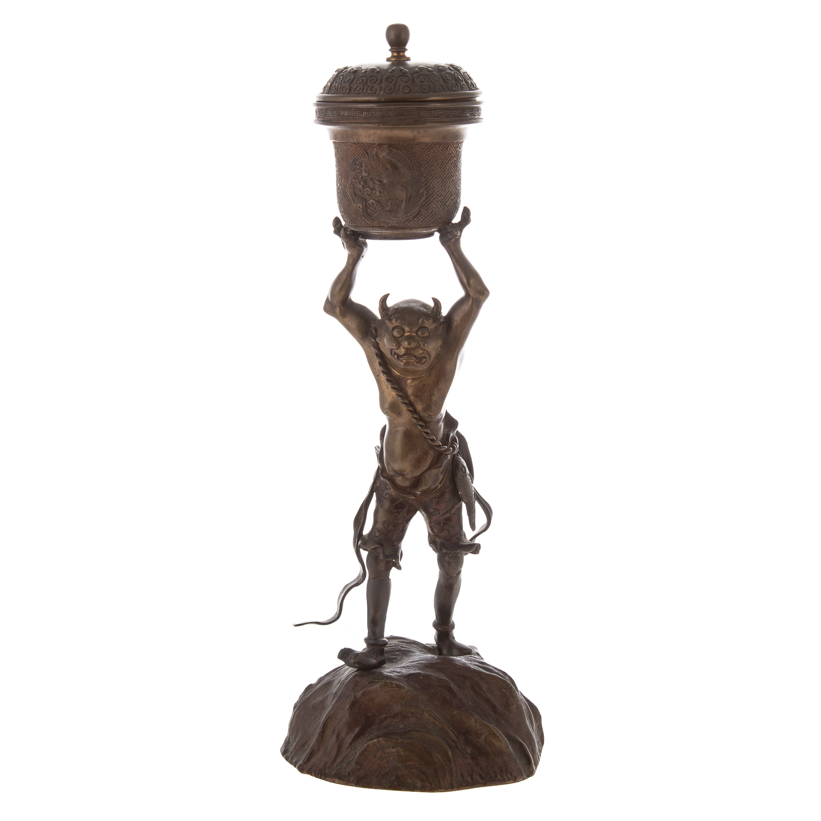 JAPANESE BRONZE ONI CENSER Late