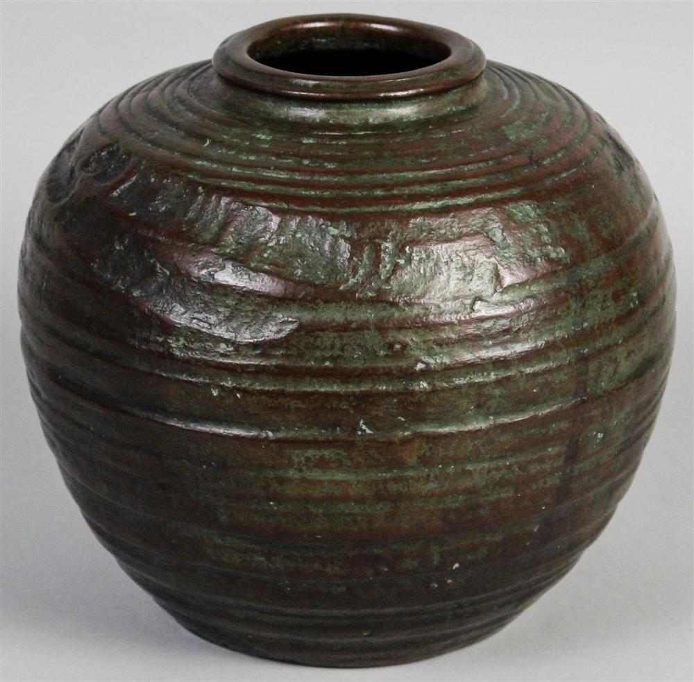 JAPANESE BRONZE OVOID JAR,