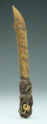 Japanese bronze paper knife, handle