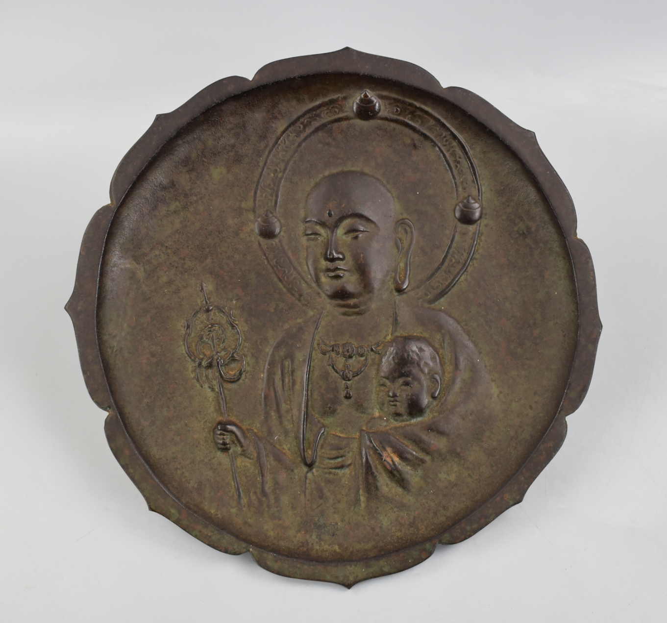 JAPANESE BRONZE PLAQUE INCISED W/