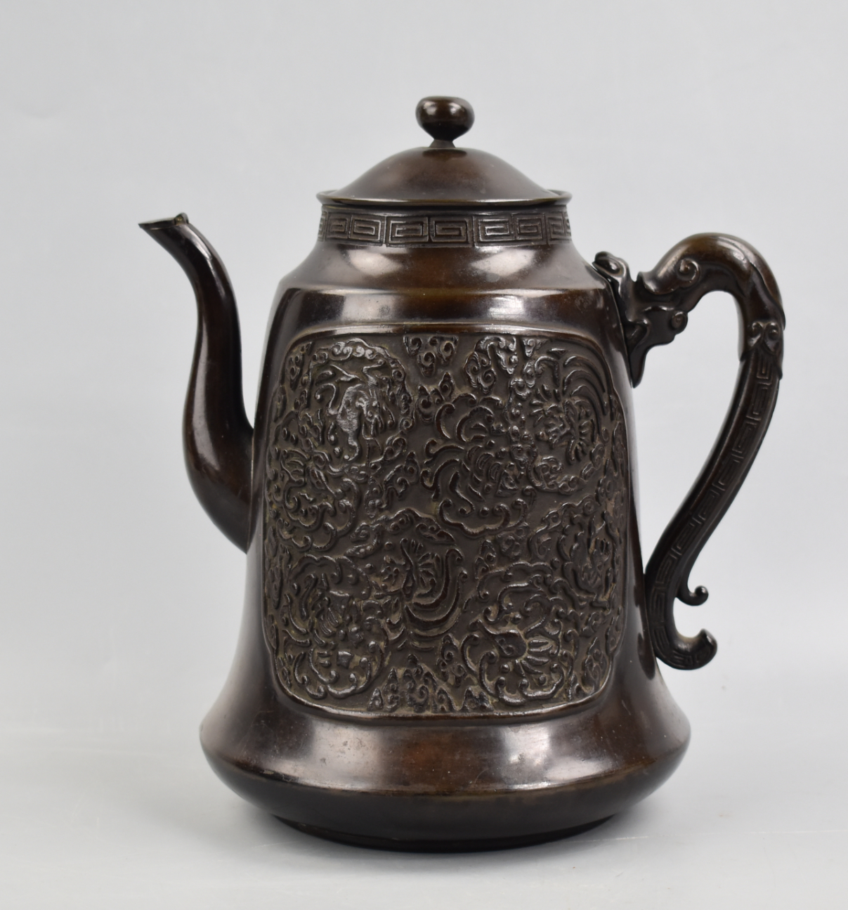JAPANESE BRONZE TEAPOT , MEIJI