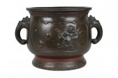 JAPANESE BRONZE TWO-HANDLE PLA