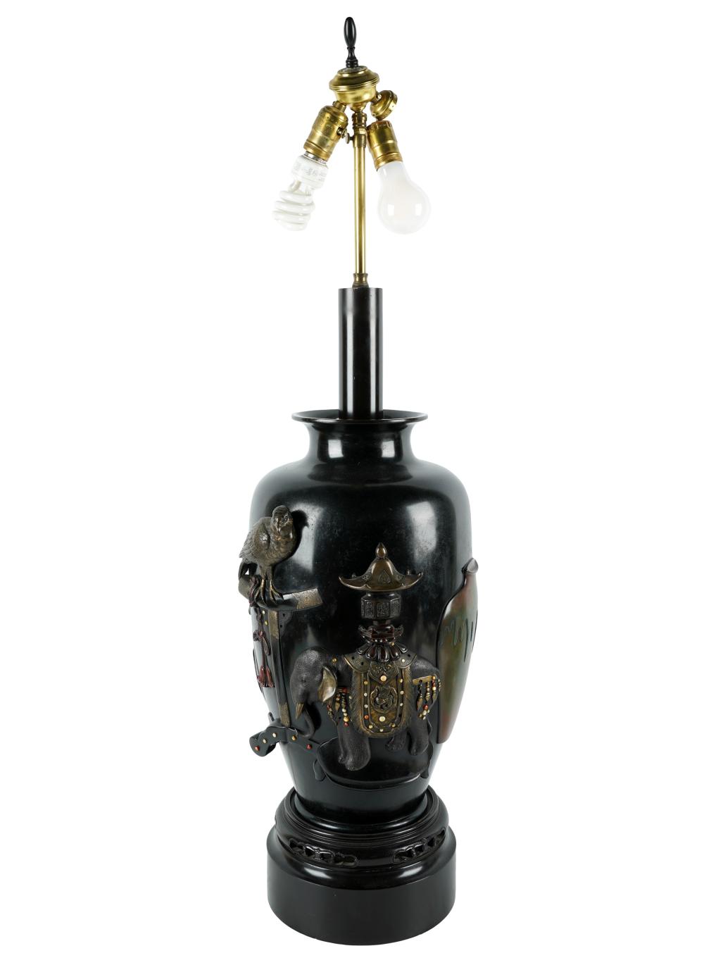 JAPANESE BRONZE URNmounted as a