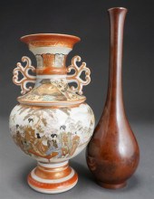 JAPANESE BRONZE VASE AND A JAP