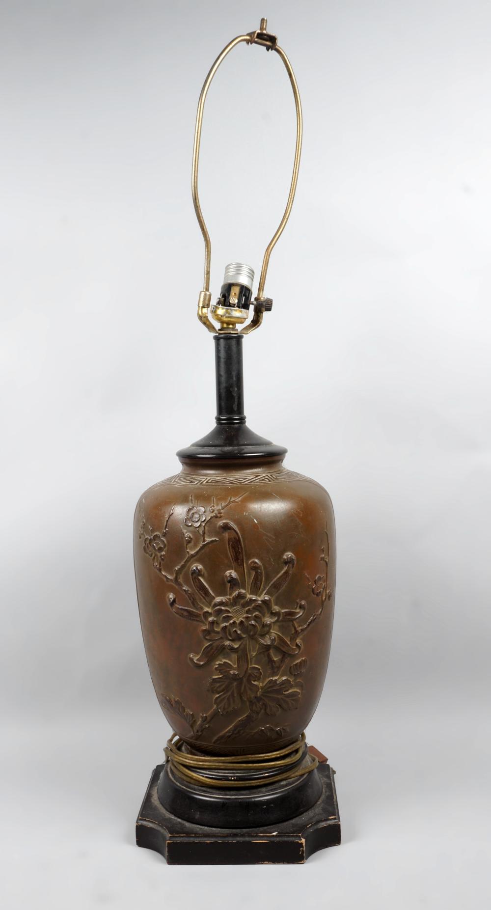 JAPANESE BRONZE VASE, NOW MOUNTED