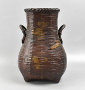 JAPANESE BRONZE VASE W/ BAMBOO