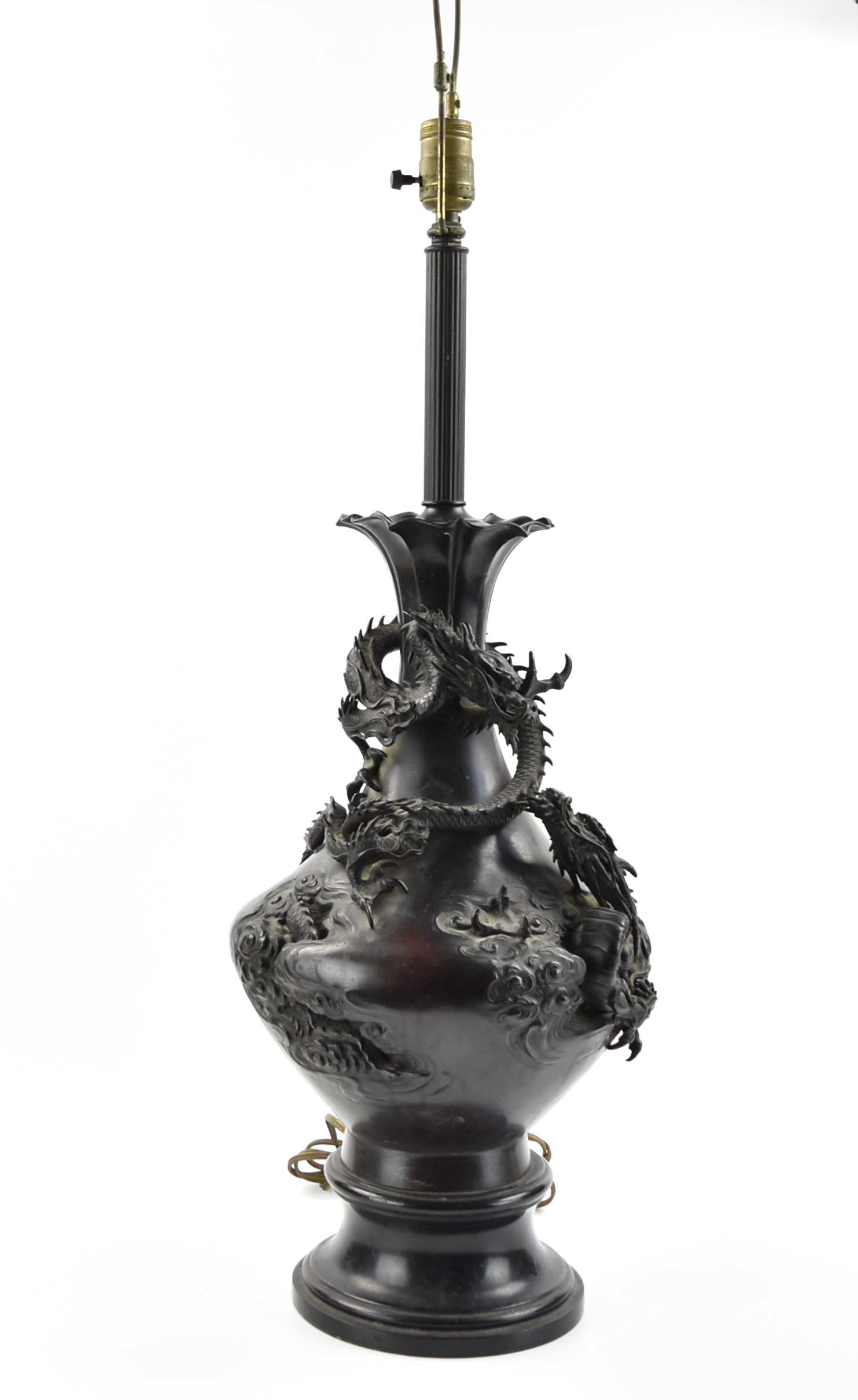 JAPANESE BRONZE VASE W/ DRAGON MAL,