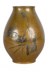 JAPANESE BRONZE VASEsigned Mad