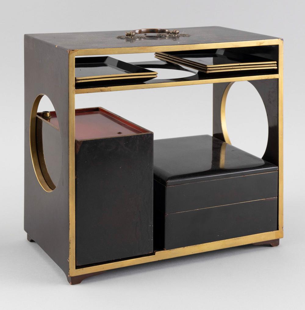 JAPANESE BROWN AND RED LACQUER