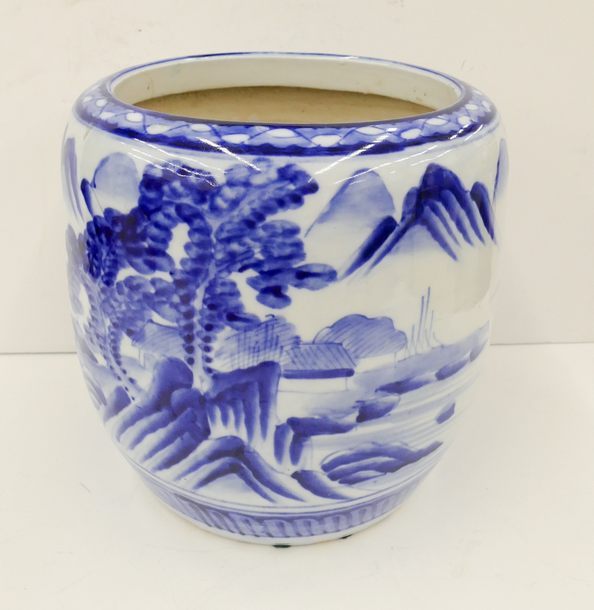 Japanese B&W Porcelain Planter-