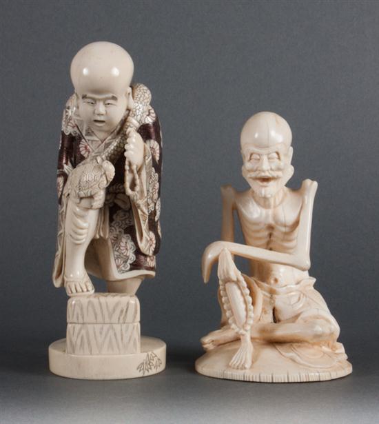 Japanese carved and ink-highlighted