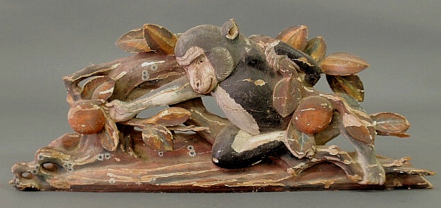 Japanese carved and paint decorated