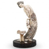JAPANESE CARVED BONE FIGURINED