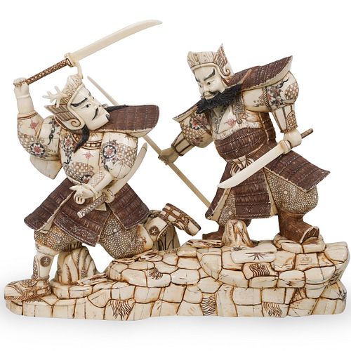 JAPANESE CARVED BONE SAMURAI