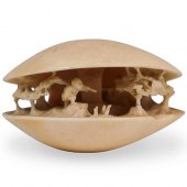 JAPANESE CARVED CLAM SHELL NET