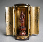 JAPANESE CARVED FRUITWOOD GUAN