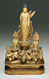 Japanese carved gilt wood Budd