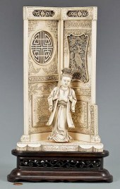 JAPANESE CARVED IVORY FEMALE &