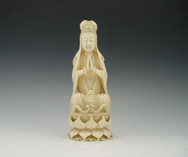 JAPANESE CARVED IVORY FEMALE ON