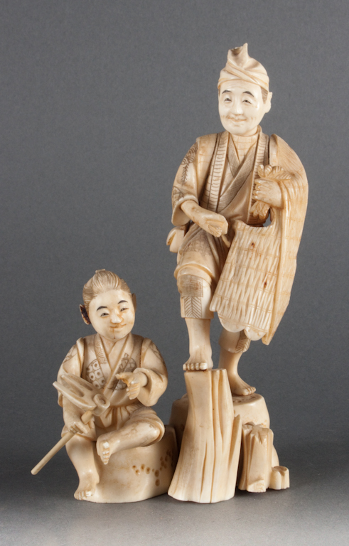 Japanese carved ivory figural group