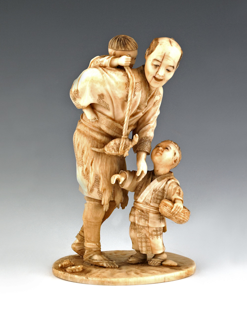 Japanese carved ivory figure of a