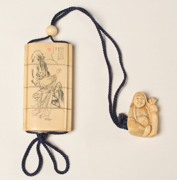 Japanese carved ivory four case
