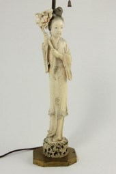 Japanese Carved Ivory Lamplate