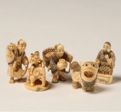 Japanese carved ivory netsukes