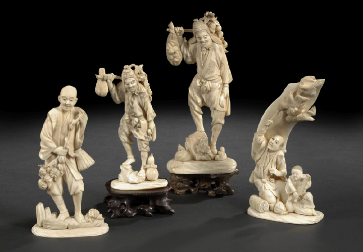 Japanese Carved Ivory Okimono of