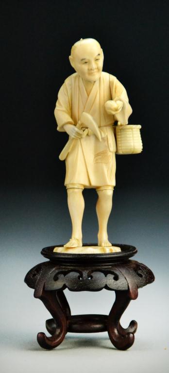 Japanese Carved Ivory Okimono On